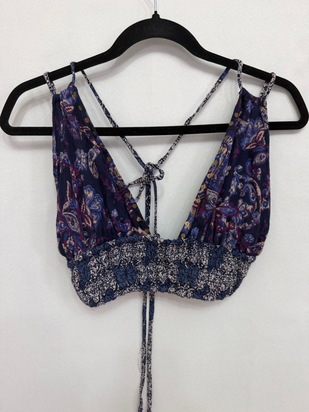 Ecote Paisley Smocked Tie Back Crop‎ Top M